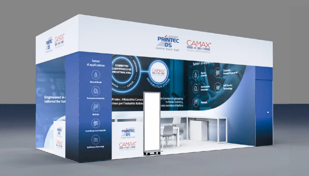 Progettazione stand fiera MECSPE per Camax